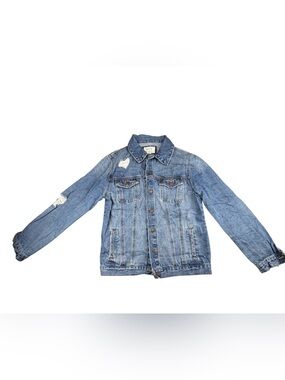 Forever 21 Jean Jacket Womens Blue Denim Distressed Size s Medium Coat